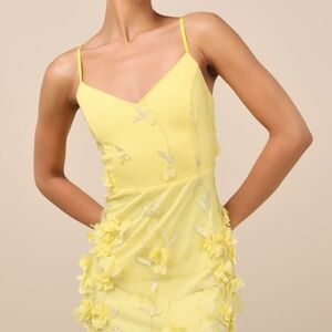 Lulus Limitless Adoration Yellow 3d Floral Embroidered Midi Dress - Size XL